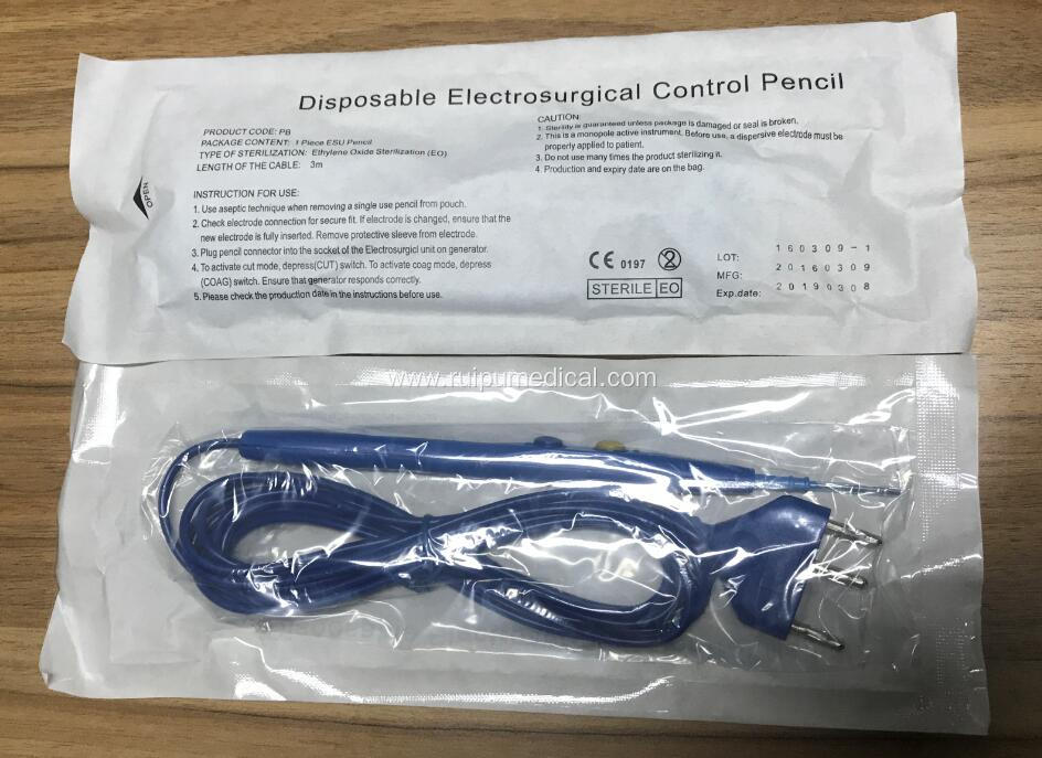 Hand control disposable electrosurgical ESU pencil