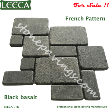 French pattern black basalt paving stones