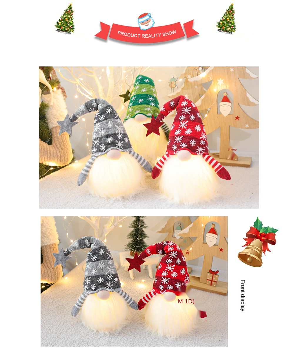 Luminous Dwarf Plush Doll Ornaments Children Gift Faceless Rudolf Christmas Decorations