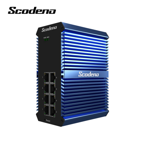 SCODENO Fashion Design XBlue Series 8 * 10/100/1000 Gigabit Base-T Géré Din-Rail Industrial Poe Ethernet Switch