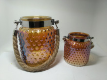 hanging plastic hurricane glass for candelabra with Deep amber luster