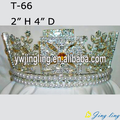 Full Round Rhinestone Flower Shape Queen Crowns