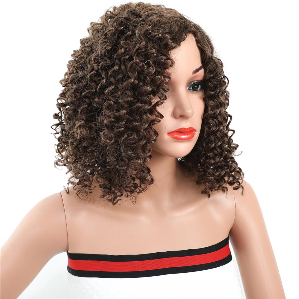 MYZYR own brand synthetic wig   cheap heat resistant high quality synthetic wig20Inch kinky curly synthetic wigLight Brown
