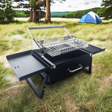 Portable Flip BBQ Grill Foldable and Rotating Design for Outdoor Camping Made of Steel for Charcoal Cooking