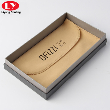 Gray Color Cardboard Sunglasses Box With Velvet Pouch