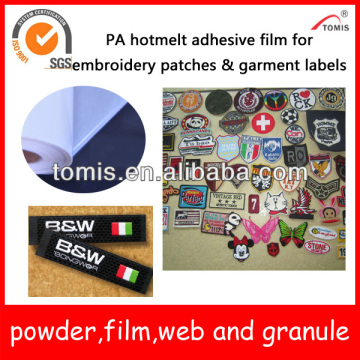 PA/copolyamide hotmelt adhesive film for emroidery patches and badges