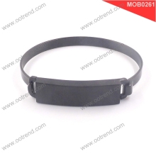 Black stainless steel Blank snap opening medical info engraving tag bangle bracelet