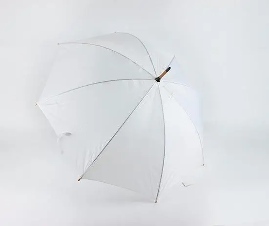 Straight Wooden Handle Grip Gift White Umbrella with Logo Print