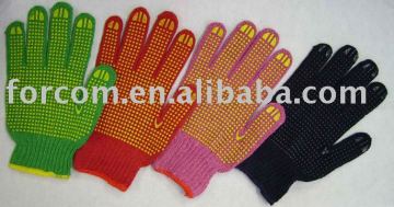 working glove knitted by acrylic; PVC dotted glove, working glove, safety glove