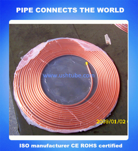Bobina de la crepe recocido ISO cobre tubo con bolsas de Shrinked