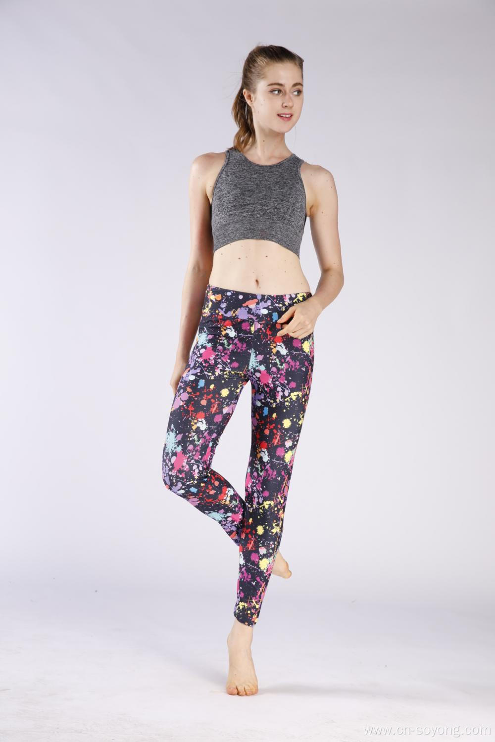 Women's Polyester Spandex Elastic Printed Leggings