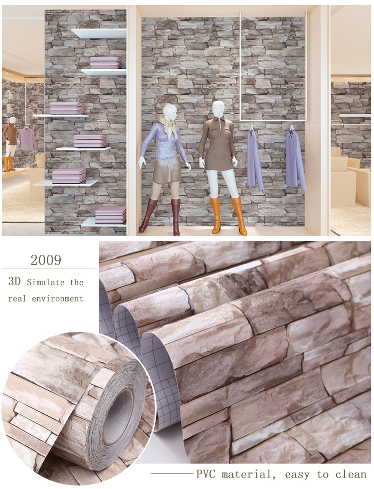 Wholesale Eco-friendly self adhesive 3d embossed brick wallpaper with cheap price for Leisure Facilities