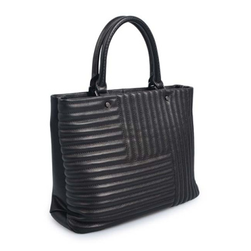 Double handle women's bag Black Leather Tote