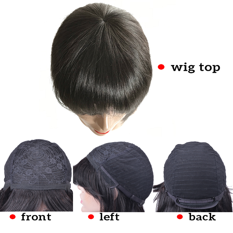 Wholesale Cheap short natural virgin hair bob cut Raw Indian human hair none lace wigs with bangs for black women