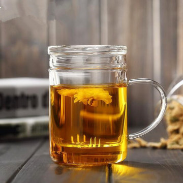 400ml Glass Tea Cup with Filter Borosilciate Glass Tea Mug Office Tea Cup