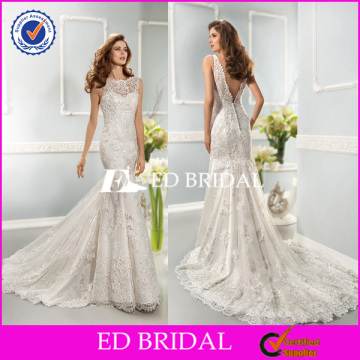 XL806 high neck good quality lace mermaid low back long train lebanon 2014 designer wedding dresses