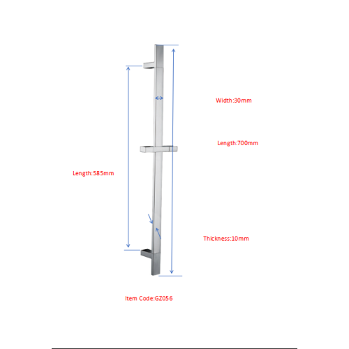 Flat Square Shower Rail With Square Plinth