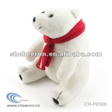 White Polar Bear with scarf, Plush Ice Bear