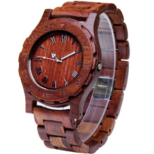 Red Sandal Wood Watch With Wooden Strap
