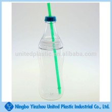 Bottle shape cion bank with straw