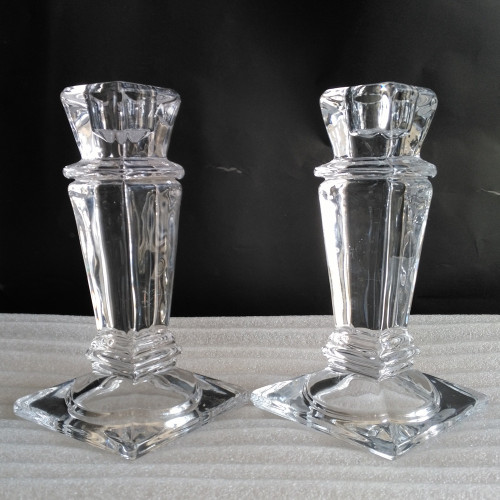 Bentuk Persegi Crystal Glasss Taper Candle Holder