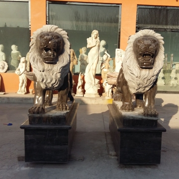 black marble lion statues
