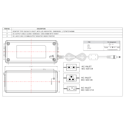 19v 6.3a 120W Ac Dc Power Adapter