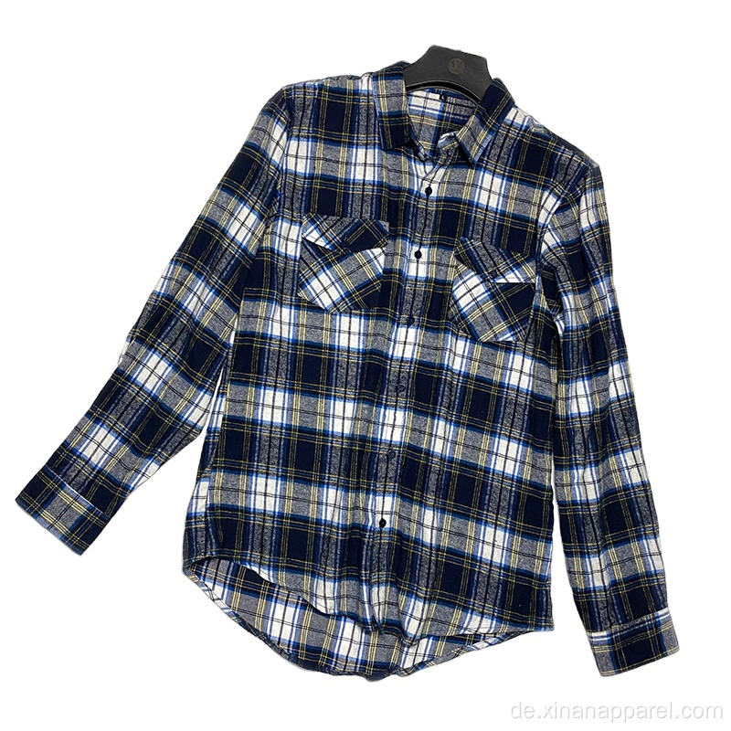 Mode Herbst lässig grau und blau Flanell Shirt