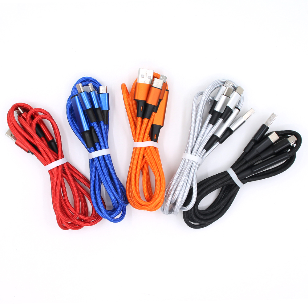Yijiashishang 120CM Multi 3 in 1 Nylon usb charging Cable for iPhone,Micro USB,USB-C with CE ROHS