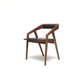 Wooden Black Leather Katakana Easy Dining Chair