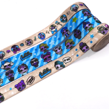 Rainbow 5/8 Inch Custom Printed Fold Over Elastic Hair Tie Ribbon