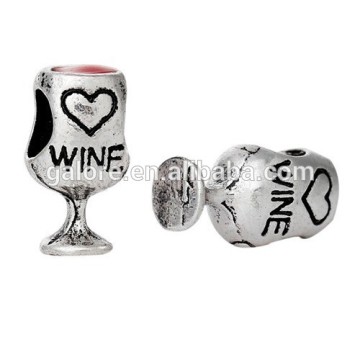 wine lover european style metal silver bead