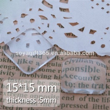 15x15mm Flatback Square Clear Glass Domed Cabochon Cameo Beads For Pendant Base