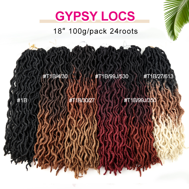 18 inch pre looped gypsy locs crochet braids hair extensions wholesale ot30 wavy gypsy river goddess locs  hair gypsy locs