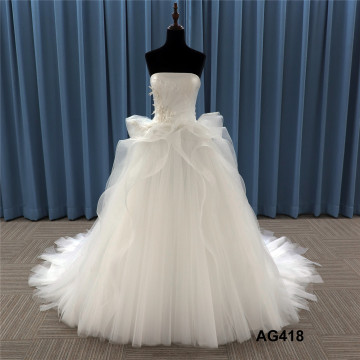 Off-the-shoulderA-lineWhiteSimpleWeddingDresswithRuffles