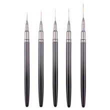 Wholesale Set of 5pcs Nail Art Liner Brushes with Metal Handles and Long Striping Pens - Perfect for Private Label