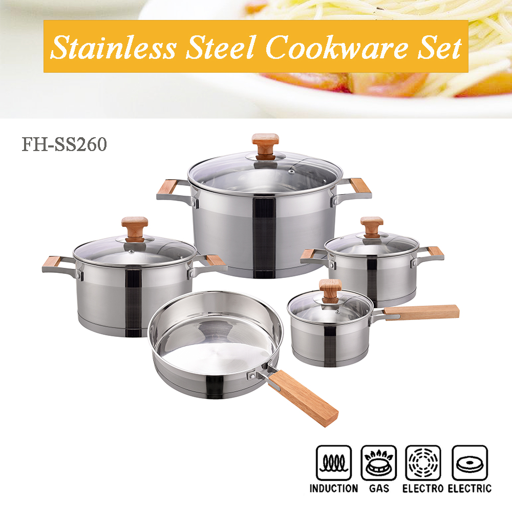 wooden handle cookware set