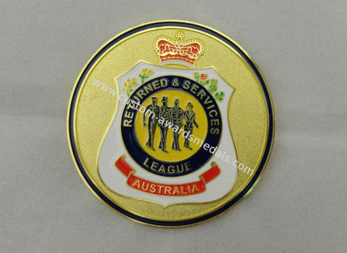 Iron / Brass / Copper Returned &amp; Service Personalized Coins With Soft Enamel, Gold Plating For Commemorative