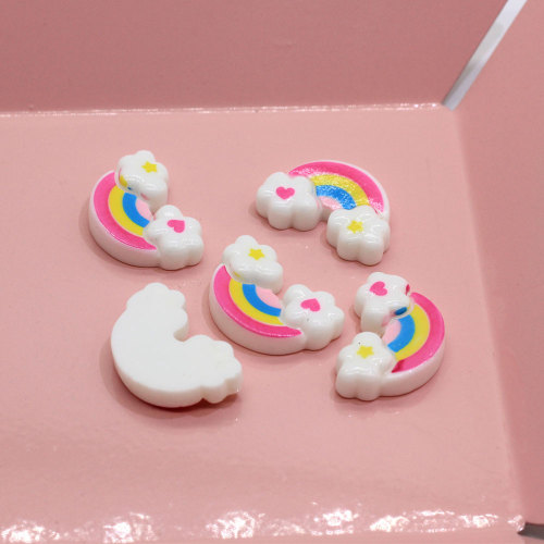 100Pcs / Lot 15 * 23MM Resin Miniature Rainbow Cloud Craft Flatback Dollhouse Rainbow Cloud Cabochons Slime Charms Προμηθευτής