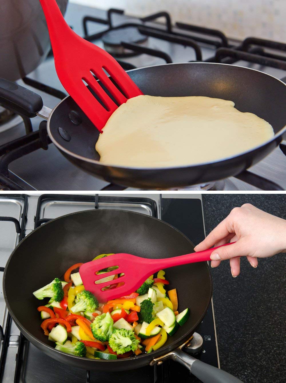 Spatule à encoches de cuisine en silicone de qualité supérieure, antiadhésive