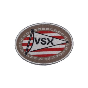 High frequency label with embroidered logo