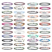 Gemstone Stone 4MM Round Beads With Hematite Spacer Beads Stretch Bracelet Natural Stone Healing Chakra Elastic Bracelet