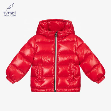 Yufan Custom 2023 Red Glossy Down Jacket - Children's Hooded Winter Puffy Jacket