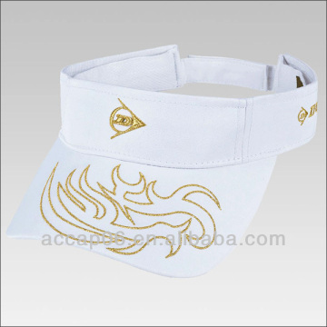 popular white visor hat with gold embroidery logo