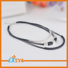 Black Bead Fancy Long Chain Necklace