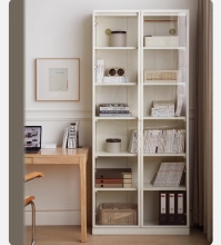 White bookcase with glass doors