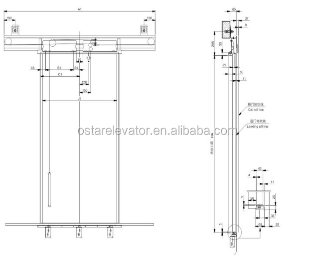 Mitsubishi Type Elevator Landing Door Device Door System