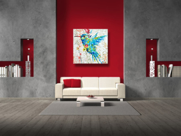 Confetti Bird Wall Art Humming Bird Oil Painting