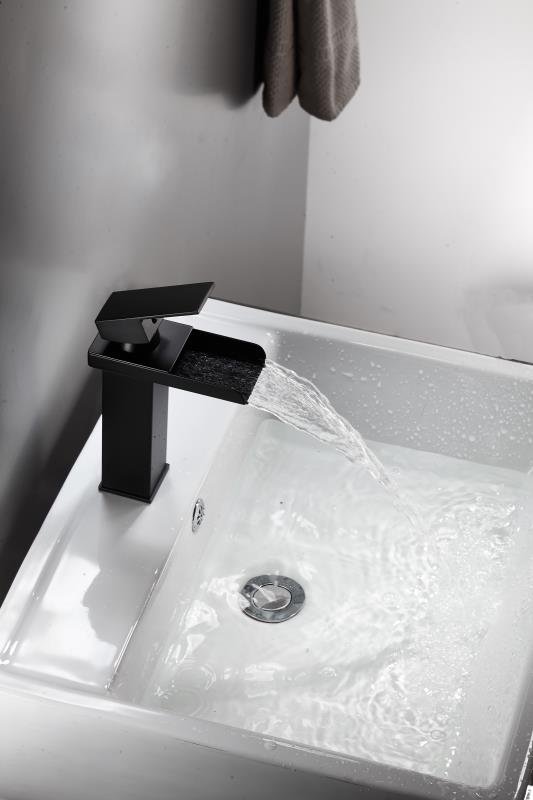 Nouveau robinet de salle de bain mélangeur de lavabo d&#39;eau chaude et froide à mitigeur noir