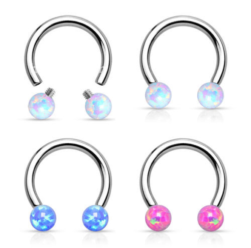 Bola Opal Secara Dalaman Threaded Horseshoe Nipple Ring